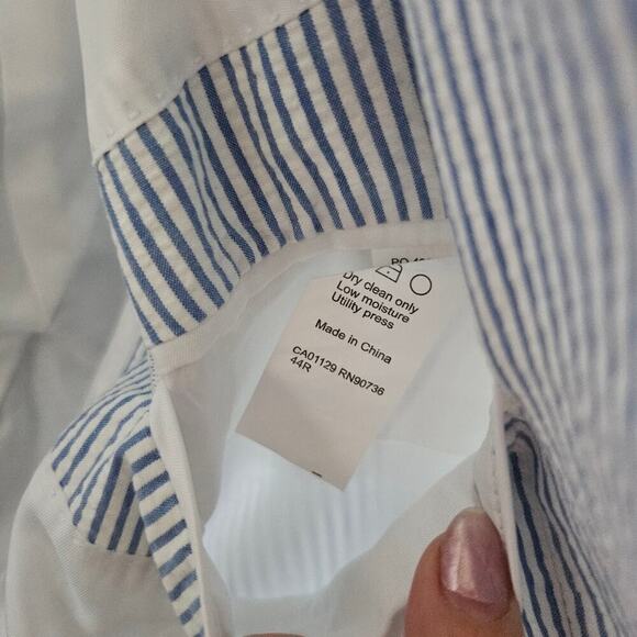 Lauren Ralph Lauren Mens Blue/White Striped Seersucker Blazer Sz 44R Quiet Lux - Picture 10 of 11